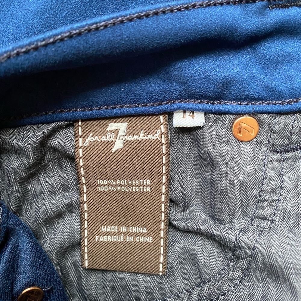 🕶️7 for all mankind⚡️girls soft micro suede jeans midrise 14 blue - Picture 3 of 5